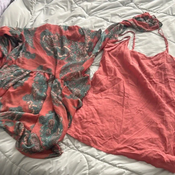 Free People Coral and Teal Floral Dress - Picture 5 of 5